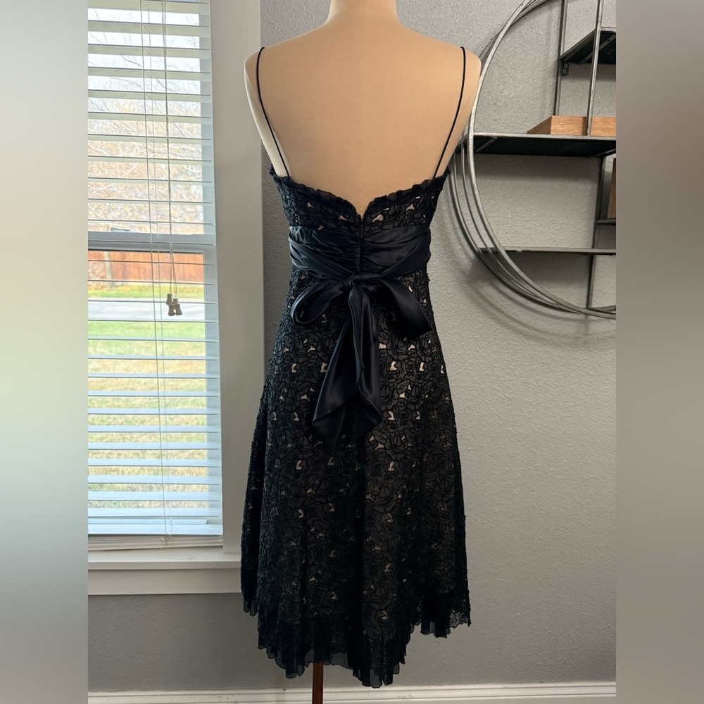 Y2K Silk Lace Overlay Dress Satin Banded Waistline Size 2‎ - Picture 5 of 7